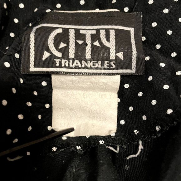 90s Vintage City Triangles Black and White Swiss Dot Sleeveless Wide Leg Cropped - Picture 7 of 7